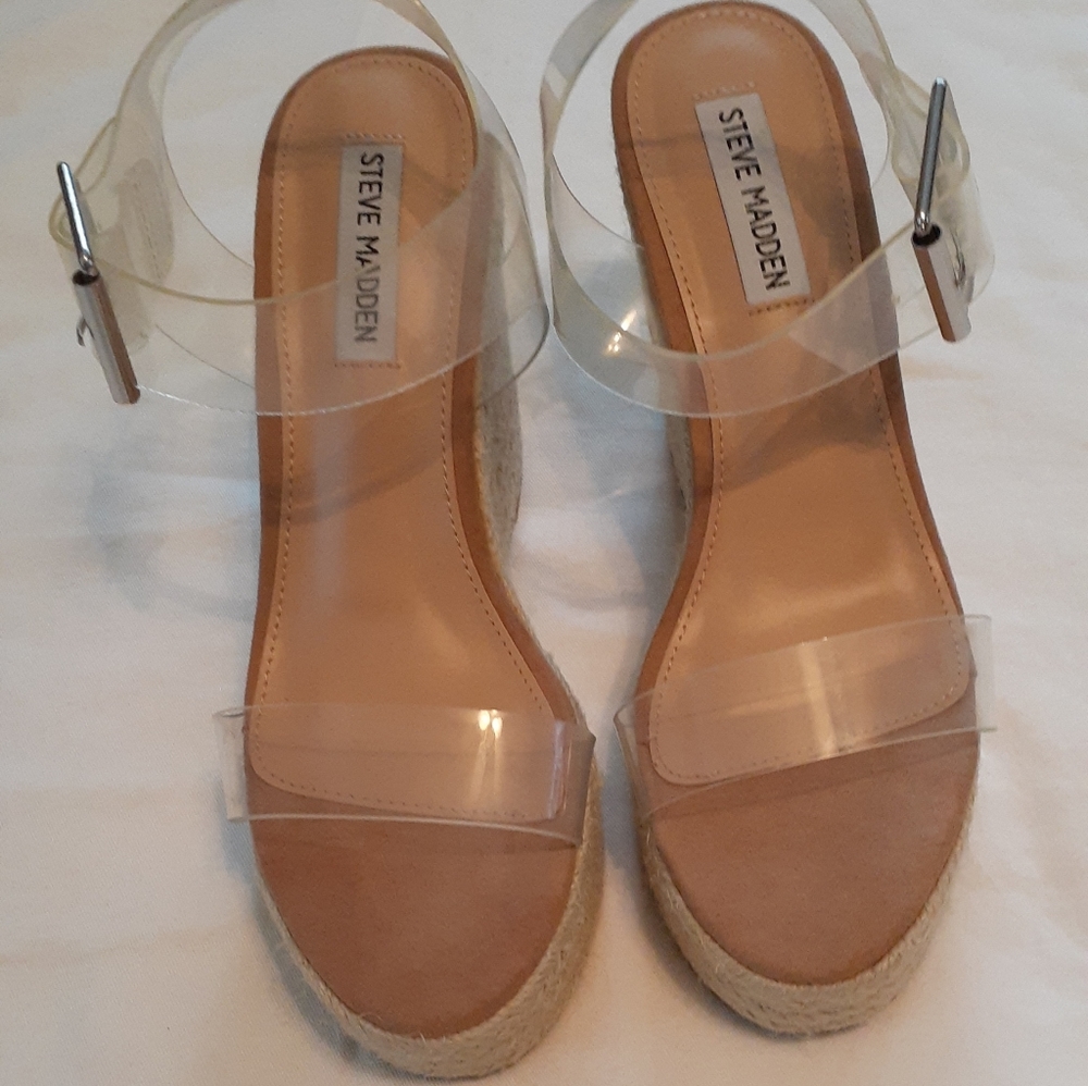 Steve Madden Clear Wedge Sandals